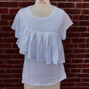 NWT Banana Republic White Tee with Ruffle
